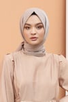 Loryan Scarf Kendinden Desenli Tek Renk Kayla Jakarlı Pamuklu Şal Vizon