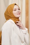 Loryan Scarf Kendinden Desenli Tek Renk Kayla Jakarlı Pamuklu Şal Safran