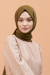 Loryan Scarf Kendinden Desenli Tek Renk Kayla Jakarlı Pamuklu Şal Haki