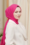 Loryan Scarf Kendinden Desenli Tek Renk Kayla Jakarlı Pamuklu Şal Fuşya