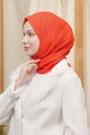 Loryan Scarf Kendinden Desenli Tek Renk Kayla Jakarlı Pamuklu Şal Mercan