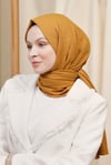 Loryan Scarf Kendinden Desenli Tek Renk Kayla Jakarlı Pamuklu Şal Safran
