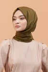 Loryan Scarf Kendinden Desenli Tek Renk Kayla Jakarlı Pamuklu Şal Haki