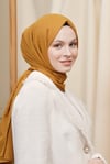 Loryan Scarf Kendinden Desenli Tek Renk Kayla Jakarlı Pamuklu Şal Safran