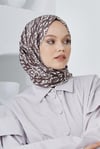 Loryan Scarf Linen Keten Karışımlı Pamuklu Çini Desenli Şal Kahve