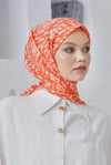 Loryan Scarf Linen Keten Karışımlı Pamuklu Çini Desenli Eşarp Orange