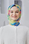 Loryan Scarf Linen Keten Karışımlı Pamuklu Confetti Desenli Eşarp Fıstık Yeşili