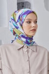 Loryan Scarf Linen Keten Karışımlı Pamuklu Zambak Desenli Eşarp Fıstık Yeşili