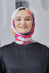 Loryan Scarf Linen Keten Karışımlı Pamuklu Peony Desenli Eşarp Fuşya