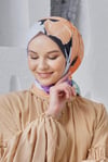 Loryan Scarf Linen Keten Karışımlı Pamuklu Rose Desenli Eşarp Somon