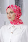 Loryan Scarf Linen Keten Karışımlı Pamuklu Çini Desenli Eşarp Fuşya