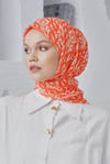 Loryan Scarf Linen Keten Karışımlı Pamuklu Çini Desenli Eşarp Orange