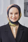 Loryan Scarf Linen Keten Karışımlı Pamuklu Peony Desenli Eşarp Siyah