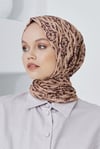 Loryan Scarf Linen Keten Karışımlı Pamuklu Çini Desenli Şal Karamel