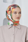 Loryan Scarf Linen Keten Karışımlı Pamuklu Peony Desenli Eşarp Bej