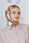 Loryan Scarf Linen Keten Karışımlı Pamuklu Peony Desenli Eşarp Bej