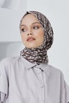 Loryan Scarf Linen Keten Karışımlı Pamuklu Çini Desenli Şal Kahve