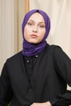 Loryan Scarf Logo Desen, Jakarlı Pamuklu Şal Mürdüm