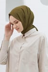 Loryan Scarf Logo Desen, Jakarlı Pamuklu Şal Haki