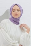 Loryan Scarf Logo Desen, Jakarlı Pamuklu Şal Koyu Lila