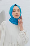 Loryan Scarf Logo Desen, Jakarlı Pamuklu Şal Mavi