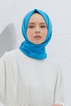 Loryan Scarf Logo Desen, Jakarlı Pamuklu Şal Mavi