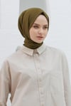 Loryan Scarf Logo Desen, Jakarlı Pamuklu Şal Haki