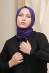 Loryan Scarf Logo Desen, Jakarlı Pamuklu Şal Mürdüm