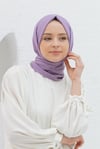 Loryan Scarf Logo Desen, Jakarlı Pamuklu Şal Koyu Lila