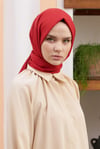 Loryan Scarf Tek Renk, Alisa Kendinden Desenli Pamuklu Şal Kırmızı