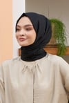 Loryan Scarf Tek Renk, Alisa Kendinden Desenli Pamuklu Şal Siyah