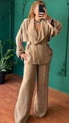 Bej Keten Oversize Takım