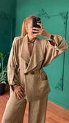 Bej Keten Oversize Takım
