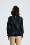 Çizgili Asimetrik Peplum Bluz