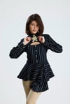 Çizgili Asimetrik Peplum Bluz