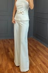 Gold Detaylı Beyaz Elegant Takım