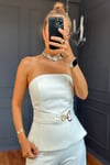 Gold Detaylı Beyaz Elegant Takım