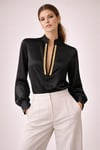 Gold Detaylı Saten Bluz