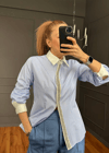 Kristal Şerit Detaylı Mavi Gömlek