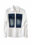 Modern Denim Detaylı Beyaz Gömlek