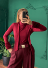 Şal Yaka Bordo Bluz 