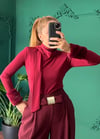 Şal Yaka Bordo Bluz 