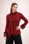 Şal Yaka Bordo Bluz 