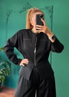 Saten Peplum Detaylı Fermuarlı Ceket