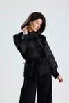 Siyah Gül Detaylı Organze Bluz