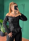 Siyah İşlemeli Bluz ve  Pantolon Takım