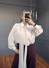 Soft Beige Fularlı Bluz