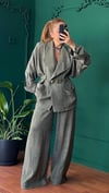 Yeşil Keten Oversize Takım