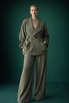 Yeşil Keten Oversize Takım