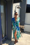 Positano Pembe Garnili Yeşil Mavi Elbise